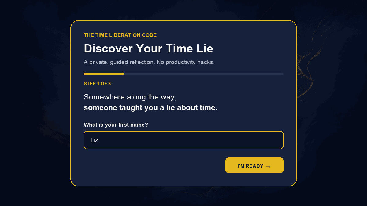 A preview of the Discover Your Time Lie guided experience.
